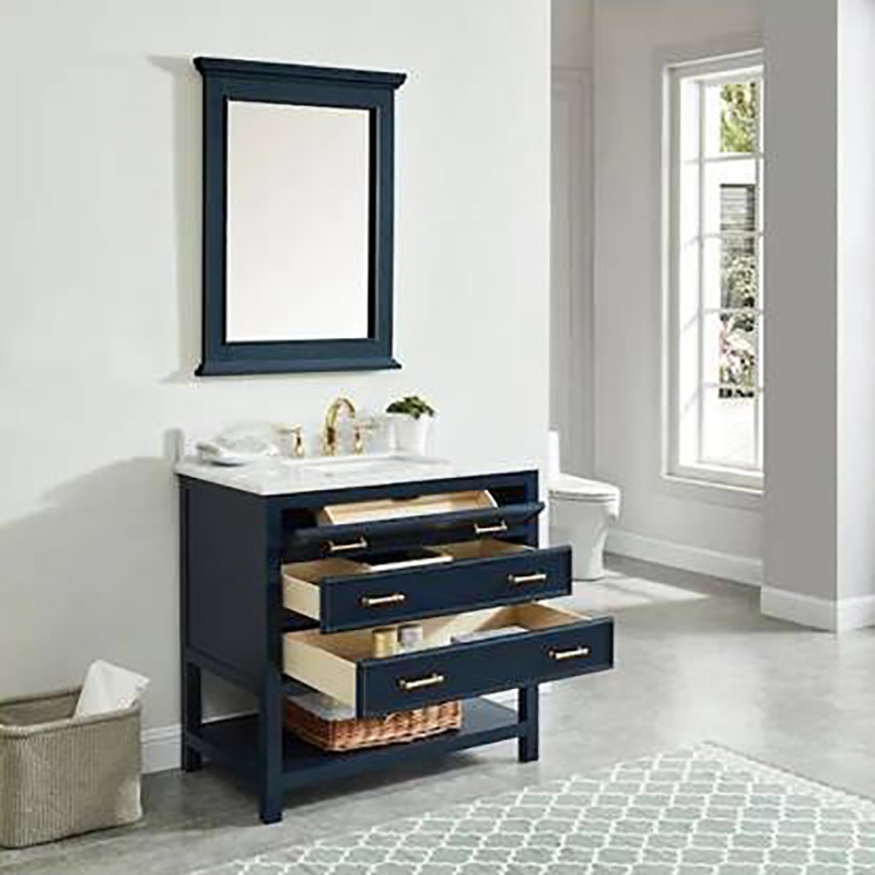 SolidWood+ MDF +Natural Marble bathroom Vanity 30 Inch with Storage Cabinet